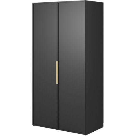 Selsey Frame - Kleiderschrank 2-türig mit Kleiderstange, 100 cm, schwarz