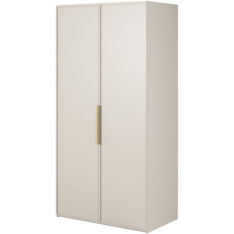 Selsey Frame - Kleiderschrank 2-türig mit Kleiderstange und Schubladen, 100 cm, greige