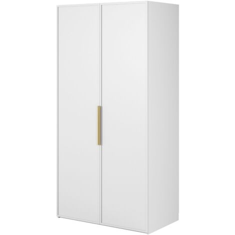Selsey Frame - Kleiderschrank 2-türig mit Kleiderstange und Schubladen, 100 cm, weiß
