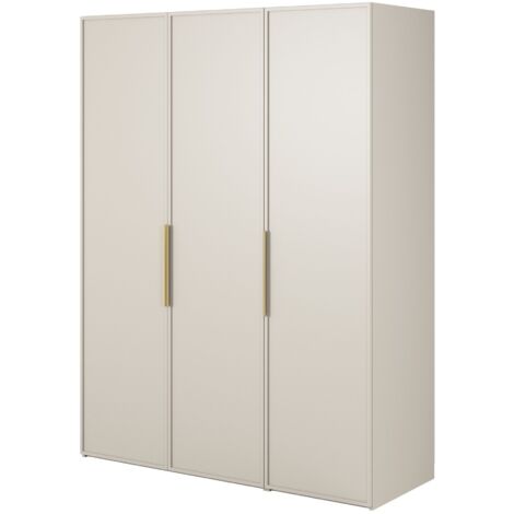 Selsey Frame - Kleiderschrank 3-türig mit langer Kleiderstange und Regalen, 150 cm, greige