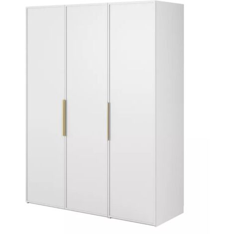 Selsey Frame - Kleiderschrank 3-türig mit langer Kleiderstange und Schubladen, 150 cm, weiß