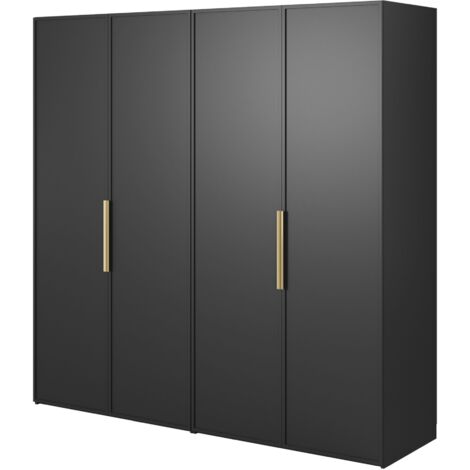 Selsey Frame - Kleiderschrank 4-türig mit 2 Kleiderstangen, 200 cm, schwarz