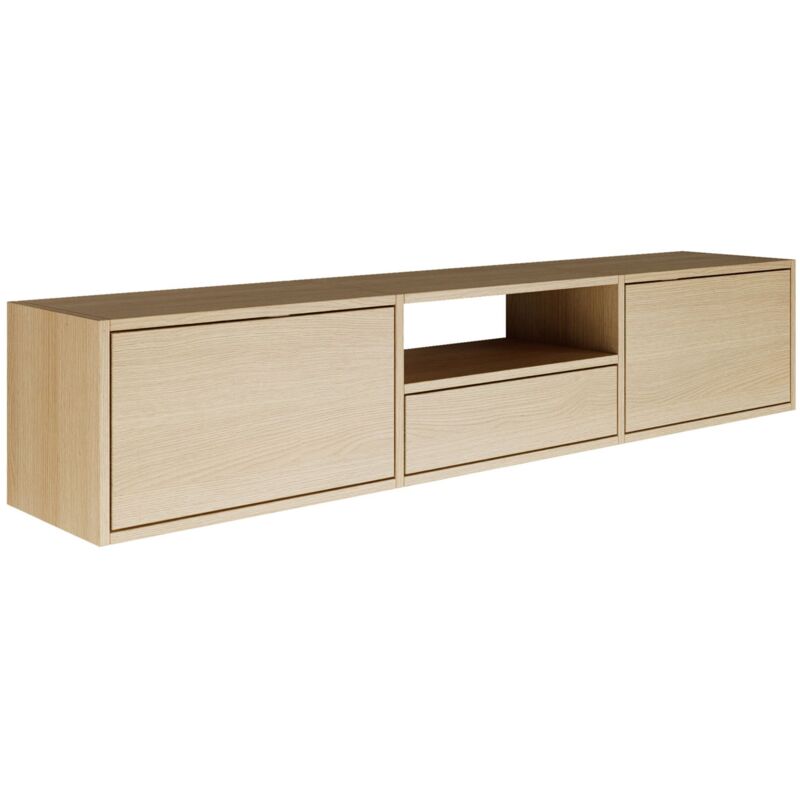 Selsey - Framme – Hängendes Tv-board Mit Drei Klappen Und Einer Ablage, Holzoptik Eiche, 150 Cm