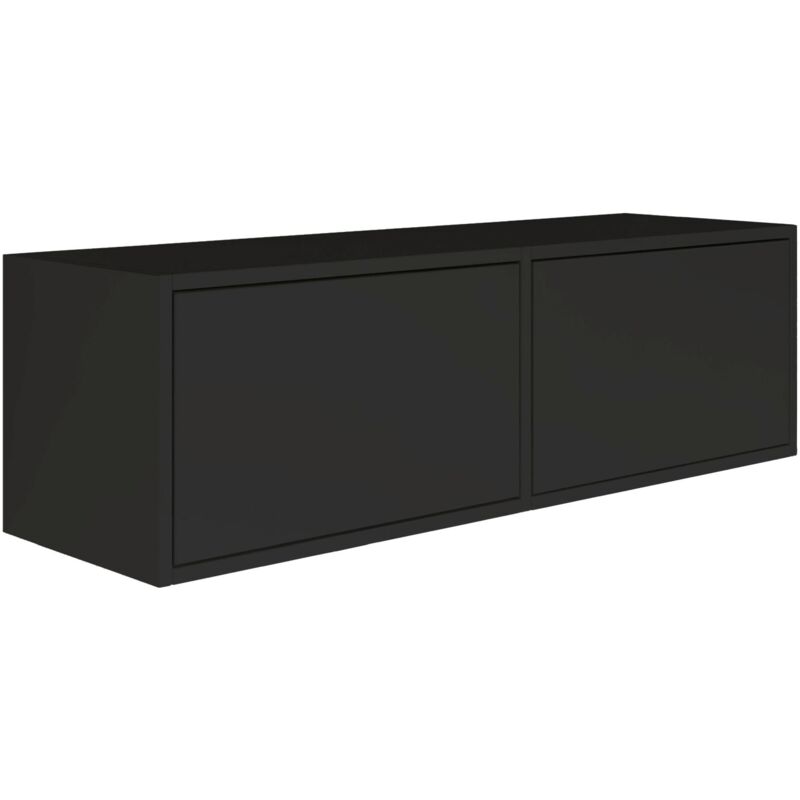 Selsey - Framme – Hängendes Tv-board Mit Zwei Klappen, Schwarz, 100 Cm