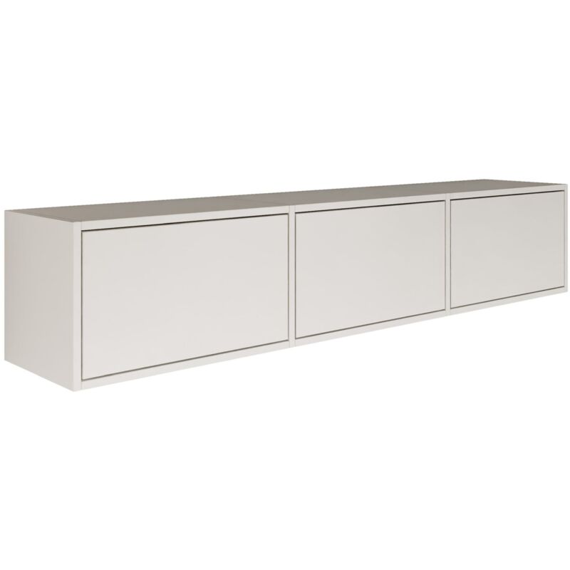 SELSEY Meuble TV avec 3 abattants &ndash; FRAMME &ndash; blanc &ndash; 150 cm