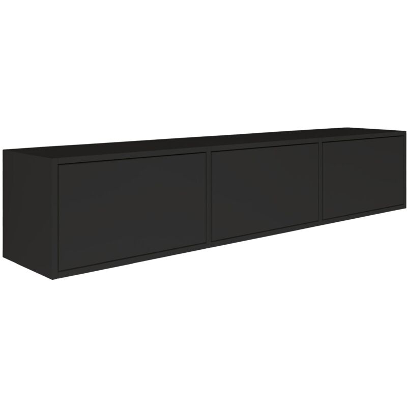 SELSEY Meuble TV avec 3 abattants &ndash; FRAMME &ndash; noir &ndash; 150 cm