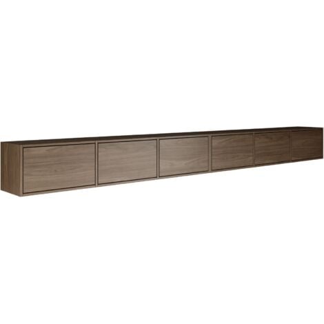 Selsey Framme – Mueble de TV colgante con seis puertas abatibles 300 cm, efecto madera nogal Wisconsin