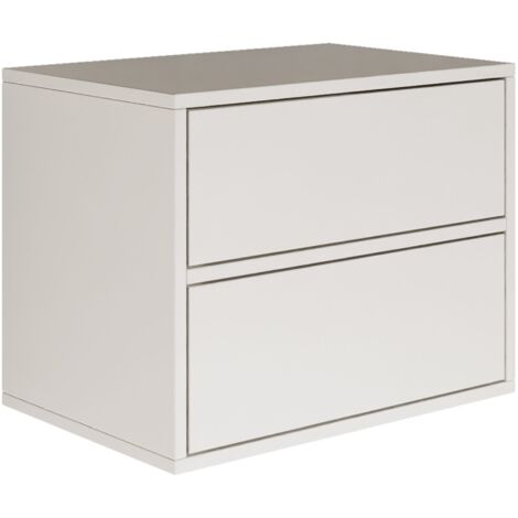 Selsey FRAMME – Table de chevet suspendue avec 2 tiroirs – blanc – 50 cm