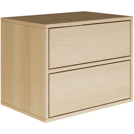 Selsey FRAMME – Table de chevet suspendue avec 2 tiroirs – effet bois chêne – 50 cm