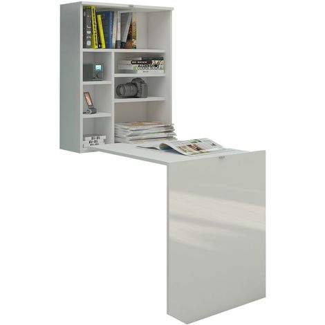 Selsey Function Bureau Escamotable Bureau Pliable Blanc Mat Blanc Brillant Surface Du Plateau 71x52 Cm Mm5903025160443