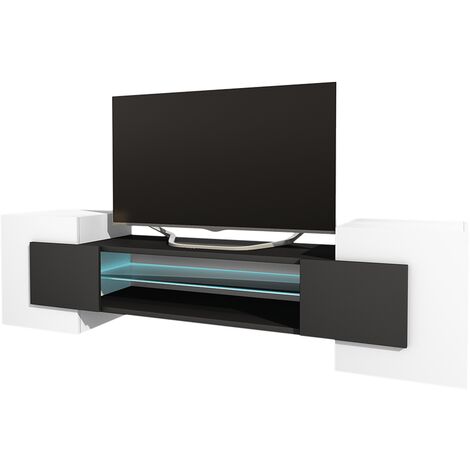 Selsey Gaelin - TV Stand - White / Black with LED Lighting - 160 cm