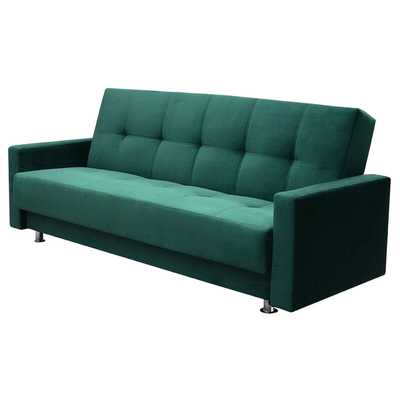 Selsey - GRAHA - Schlafsofa - 3-Sitzer Sofa in Flaschengrün mit Schlaffunktion und Bettkasten, 225 cm breit