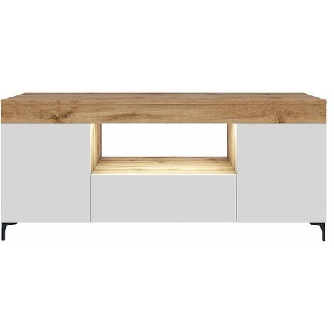 Selsey Gusto - Mueble TV - Roble Lancaster / Blanco Mat - 137 cm - con iluminación LED - moderno