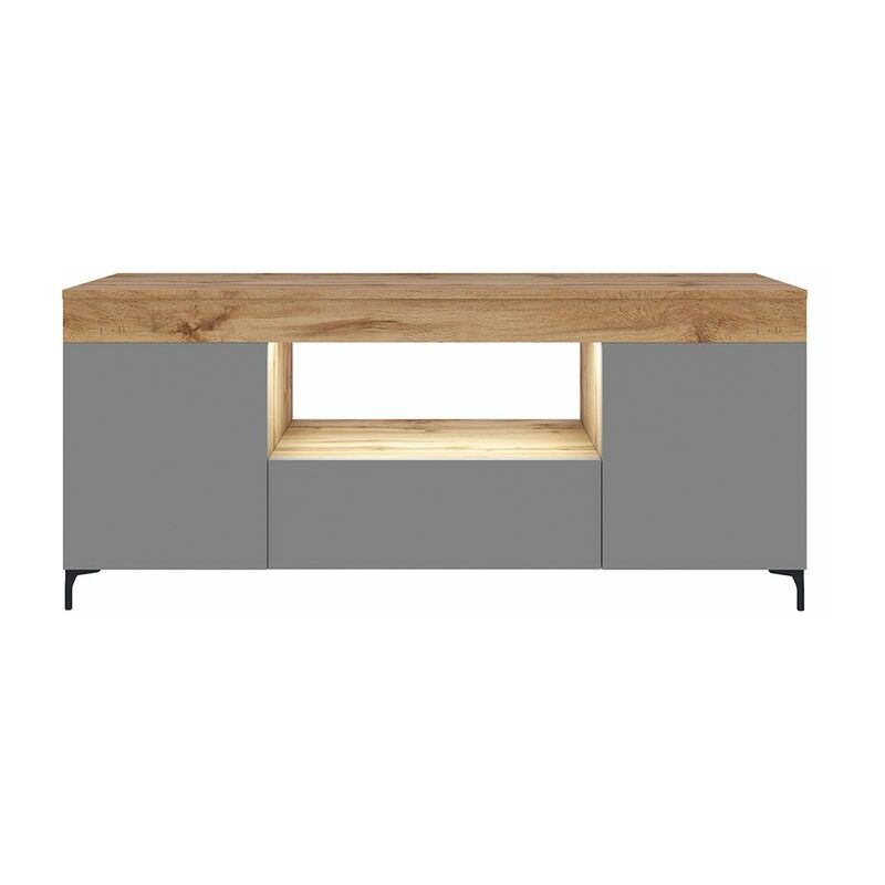 

Selsey Gusto - Mueble TV - Roble Lancaster / Gris mate - 137 cm - con iluminación LED - moderno