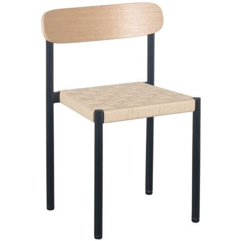 Selsey HUMALPA - Chaise avec assise tressée épaisse - aspect chêne / noir