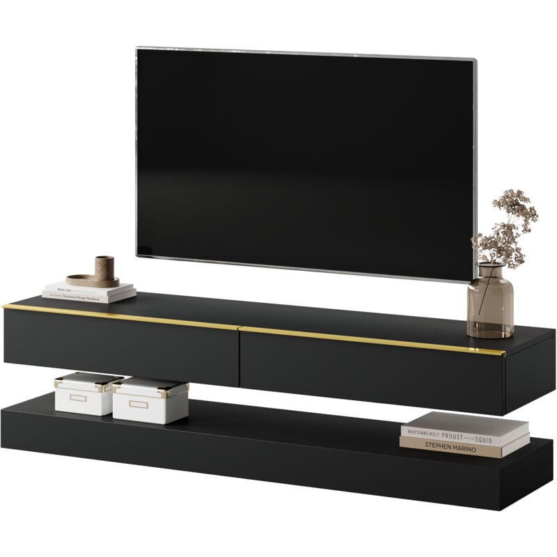 Selsey - Meuble TV Hylia 140 cm Noir