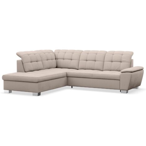 Selsey Jamaal - Ecksofa mit Schlaffunktion und Stauraum, linksseitig, beige