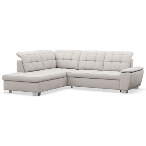 Selsey Jamaal - Ecksofa mit Schlaffunktion und Stauraum, linksseitig, creme
