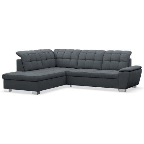Selsey Jamaal - Ecksofa mit Schlaffunktion und Stauraum, linksseitig, dunkelgrau