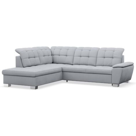 Selsey Jamaal - Ecksofa mit Schlaffunktion und Stauraum, linksseitig, hellgrau