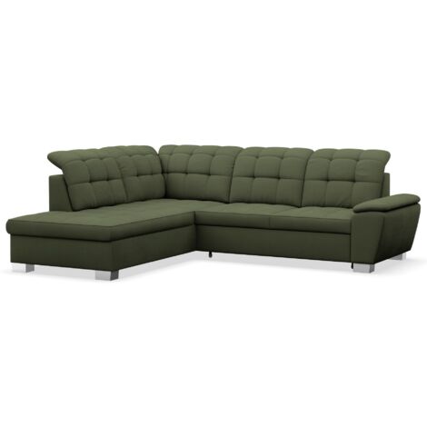 Selsey Jamaal - Ecksofa mit Schlaffunktion und Stauraum, linksseitig, khaki