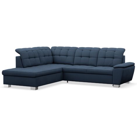 Selsey Jamaal - Ecksofa mit Schlaffunktion und Stauraum, linksseitig, marineblau