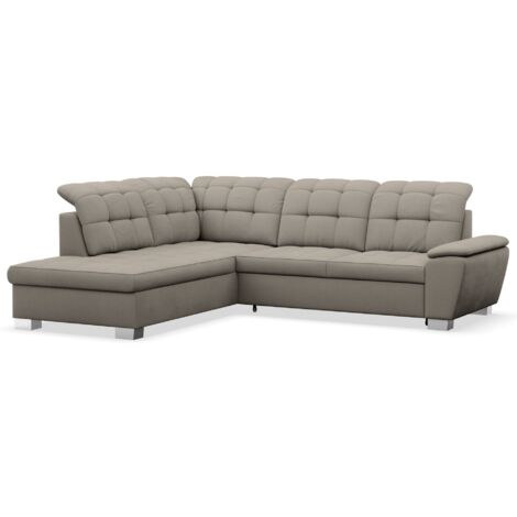 Selsey Jamaal - Ecksofa mit Schlaffunktion und Stauraum, linksseitig, taupe