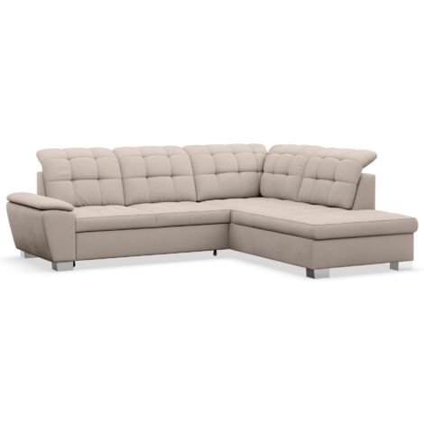 Selsey Jamaal - Ecksofa mit Schlaffunktion und Stauraum, rechtsseitig, beige