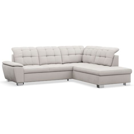 Selsey Jamaal - Ecksofa mit Schlaffunktion und Stauraum, rechtsseitig, creme