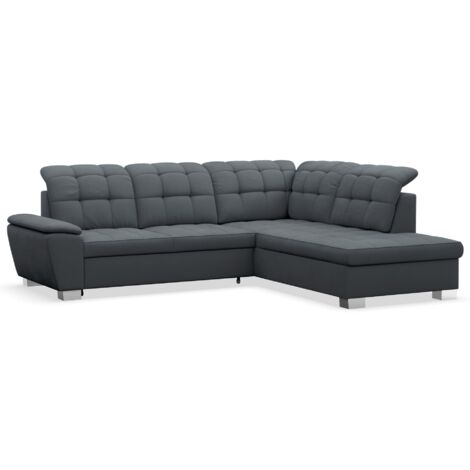 Selsey Jamaal - Ecksofa mit Schlaffunktion und Stauraum, rechtsseitig, dunkelgrau