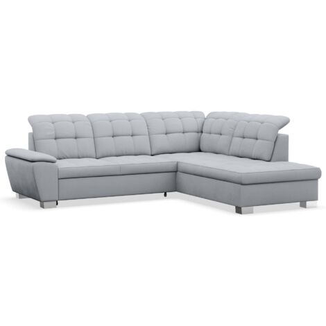 Selsey Jamaal - Ecksofa mit Schlaffunktion und Stauraum, rechtsseitig, hellgrau