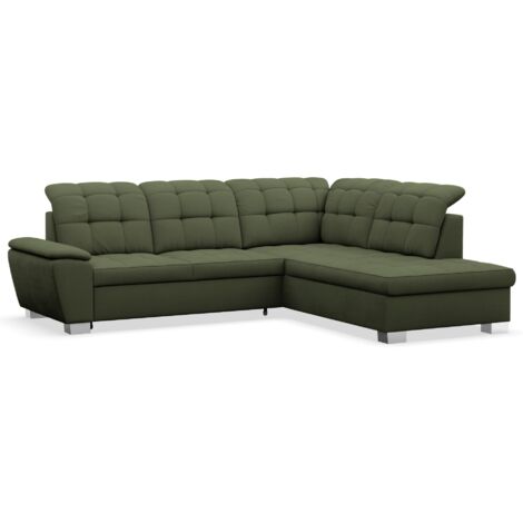 Selsey Jamaal - Ecksofa mit Schlaffunktion und Stauraum, rechtsseitig, khaki
