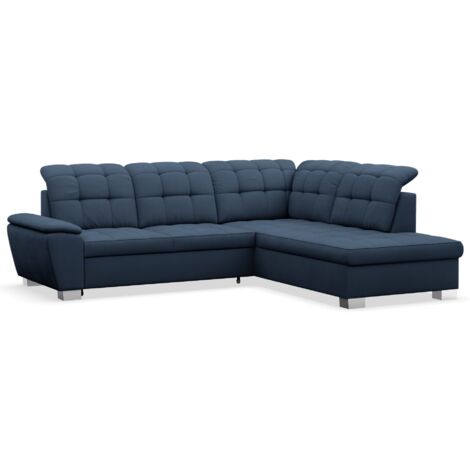 Selsey Jamaal - Ecksofa mit Schlaffunktion und Stauraum, rechtsseitig, marineblau