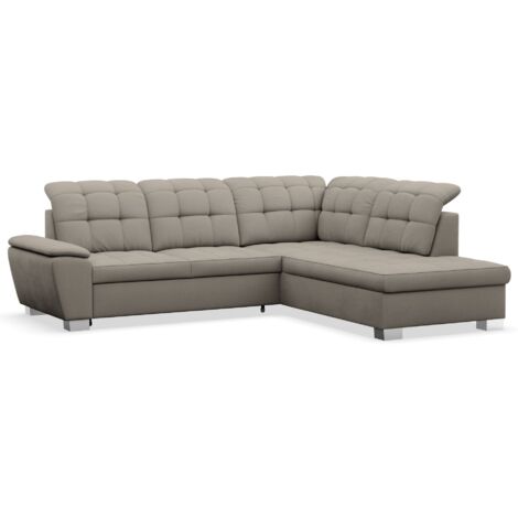 Selsey Jamaal - Ecksofa mit Schlaffunktion und Stauraum, rechtsseitig, taupe