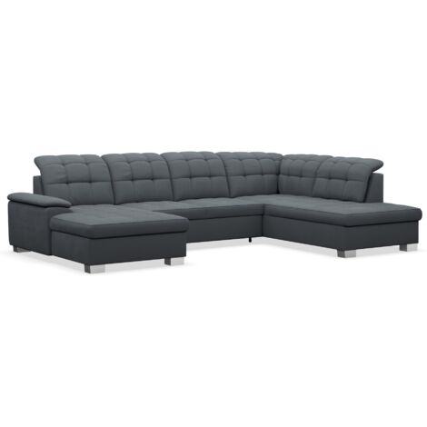 Selsey Jamaal - Wohnlandschaft mit Schlaffunktion und Stauraum, linksseitig, dunkelgrau