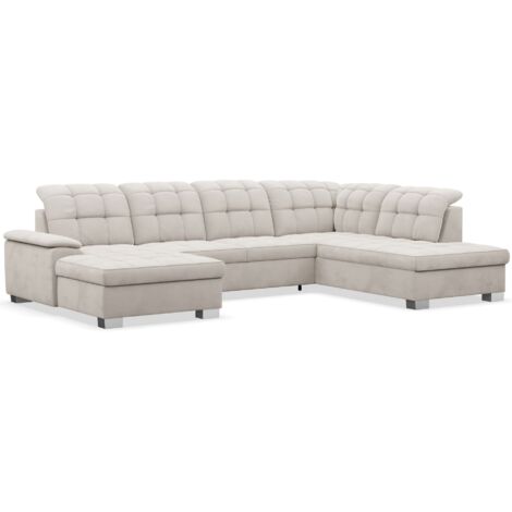 Selsey Jamaal - Wohnlandschaft mit Schlaffunktion und Stauraum, linksseitig, Velours hydrophob, taupe