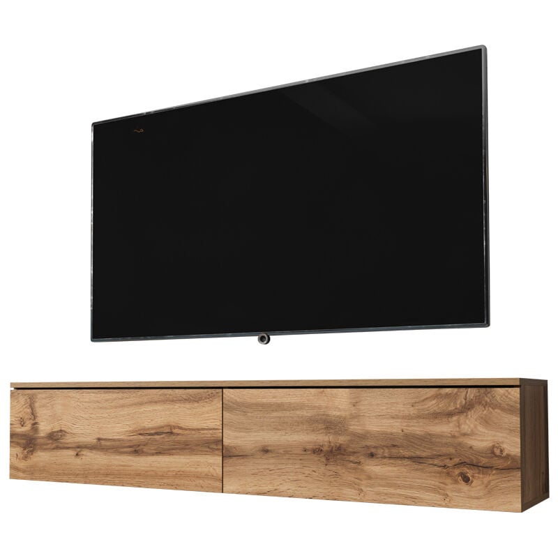 Selsey Kane - Meuble TV sur pied/suspendu - 140 cm - chêne wotan - moderne