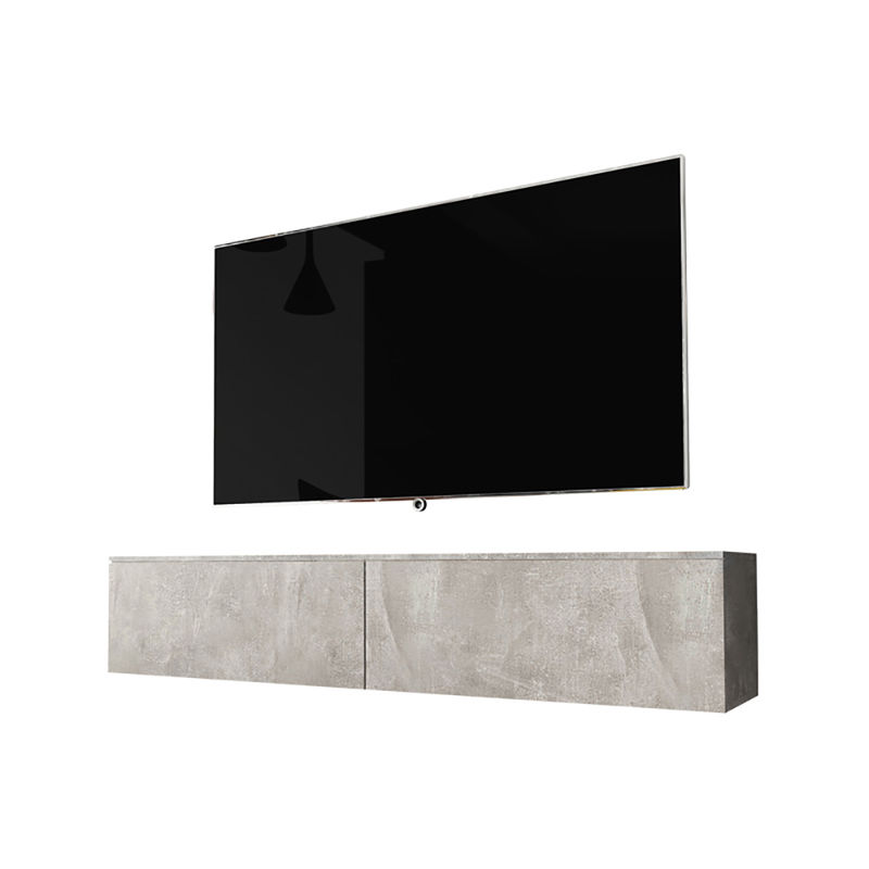 Kane - Mobile tv Sospeso / Stile Scandinavo / Tavolino tv Per Salotto / Porta tv a Parete / Opzionali Luci led (140 cm,Grigio Cemento, senza led)