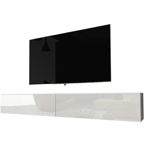 Selsey Kane - Mueble de TV de pie / colgante - 180 cm - blanco mate / blanco brillo - moderno