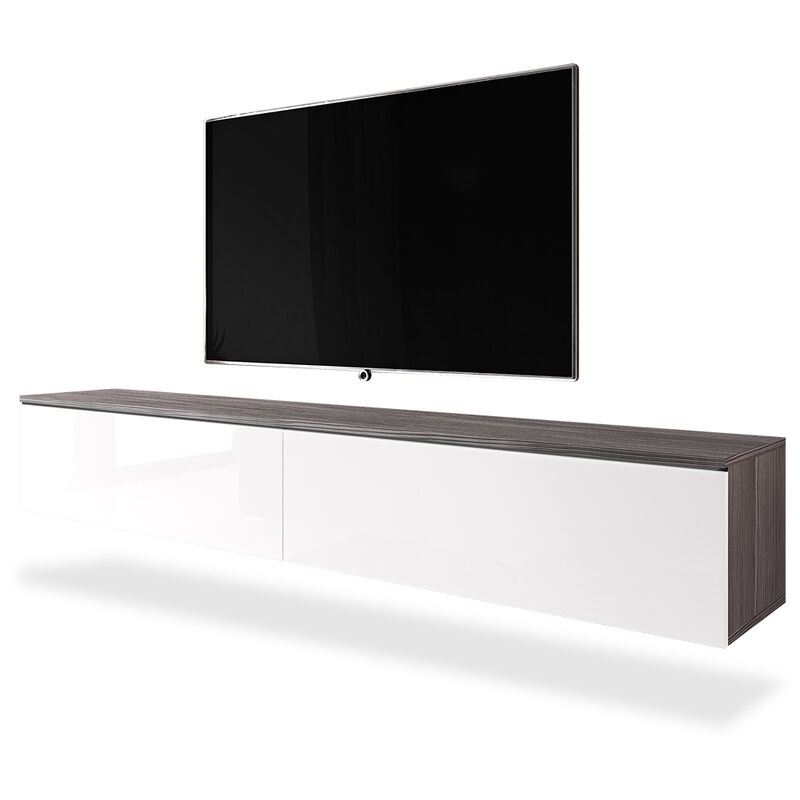 Selsey - KANE – TV-Lowboard / modernes TV-Möbel hängend/stehend, 180 cm (Bodega Matt / Weiß Hochglanz)