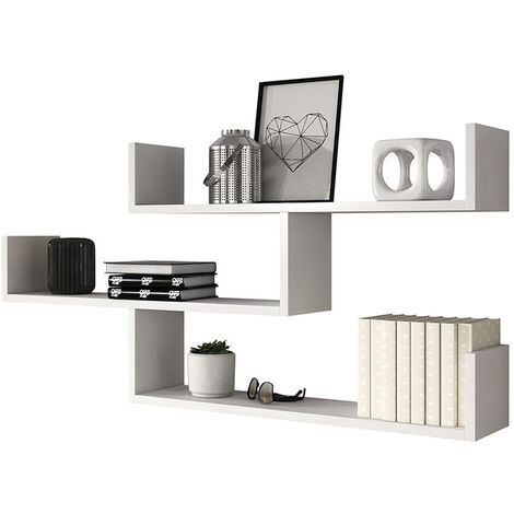 Selsey KASSI - Wandregal, Hängeregal, Bücherregal mit 3 Regalböden, 55 x 119 cm (Weiß)