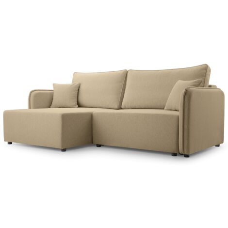Selsey Kassian - Ecksofa mit Schlaffunktion und Bettkasten, beige, links