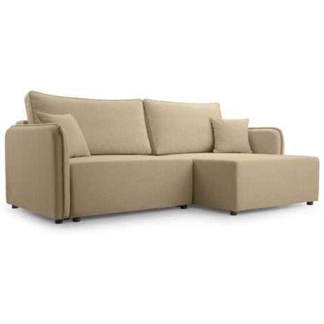 Selsey Kassian - Ecksofa mit Schlaffunktion und Bettkasten, beige, rechts