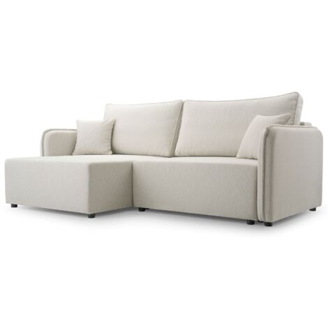 Selsey Kassian - Ecksofa mit Schlaffunktion und Bettkasten, cremefarben, links