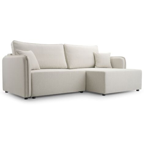 Selsey Kassian - Ecksofa mit Schlaffunktion und Bettkasten, cremefarben, rechts