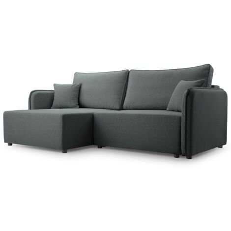 Selsey Kassian - Ecksofa mit Schlaffunktion und Bettkasten, grau, links