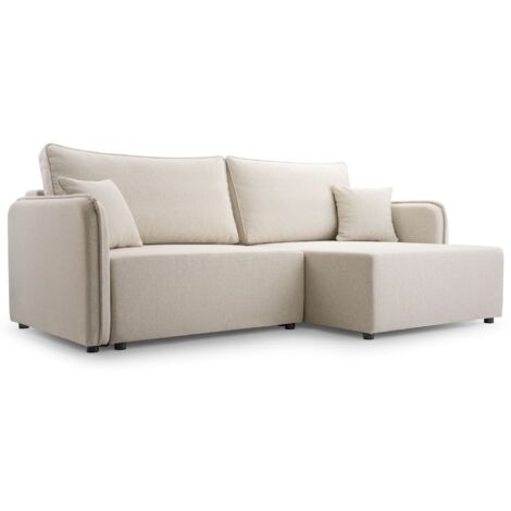 Selsey Kassian - Ecksofa mit Schlaffunktion und Bettkasten, hellbeige, rechts