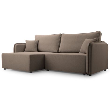 Selsey Kassian - Ecksofa mit Schlaffunktion und Bettkasten, hellbraun, links