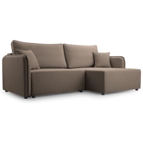 Selsey Kassian - Ecksofa mit Schlaffunktion und Bettkasten, hellbraun, rechts
