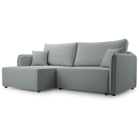 Selsey Kassian - Ecksofa mit Schlaffunktion und Bettkasten, hellgrau, links